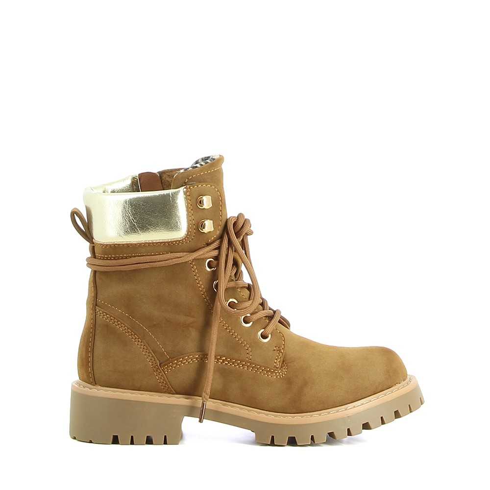 Bottines rangers à lacets - Camel