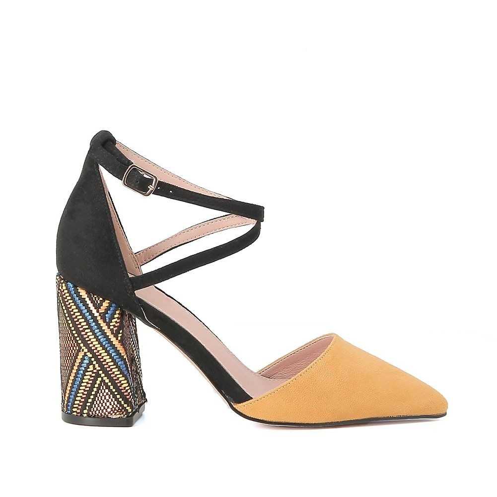 escarpin talon carré argenté
