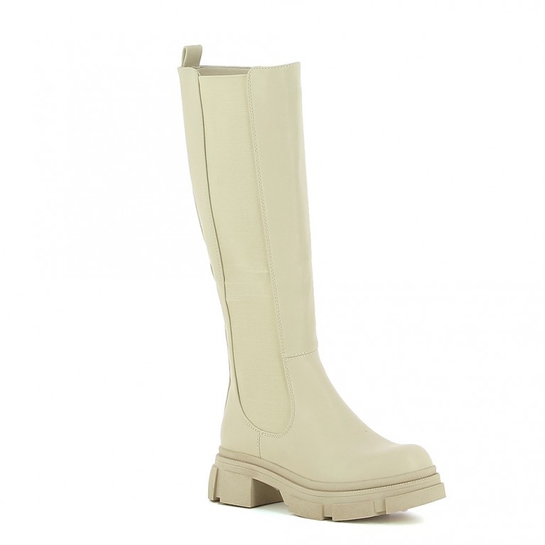 Bottes hautes en simili cuir noir à bout pointu