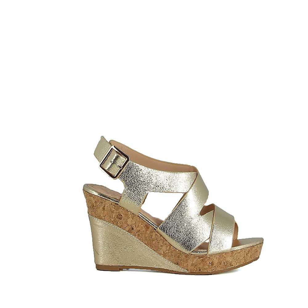 sandale compensee doree